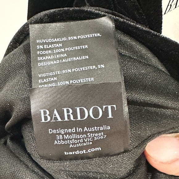 Bardot Inara Velour Mini Dress Rosette Halter Whimsigoth Black Size 8 New Party - Picture 13 of 15